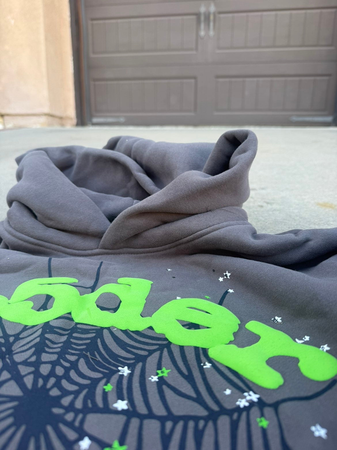Grey and Green Hoodie
