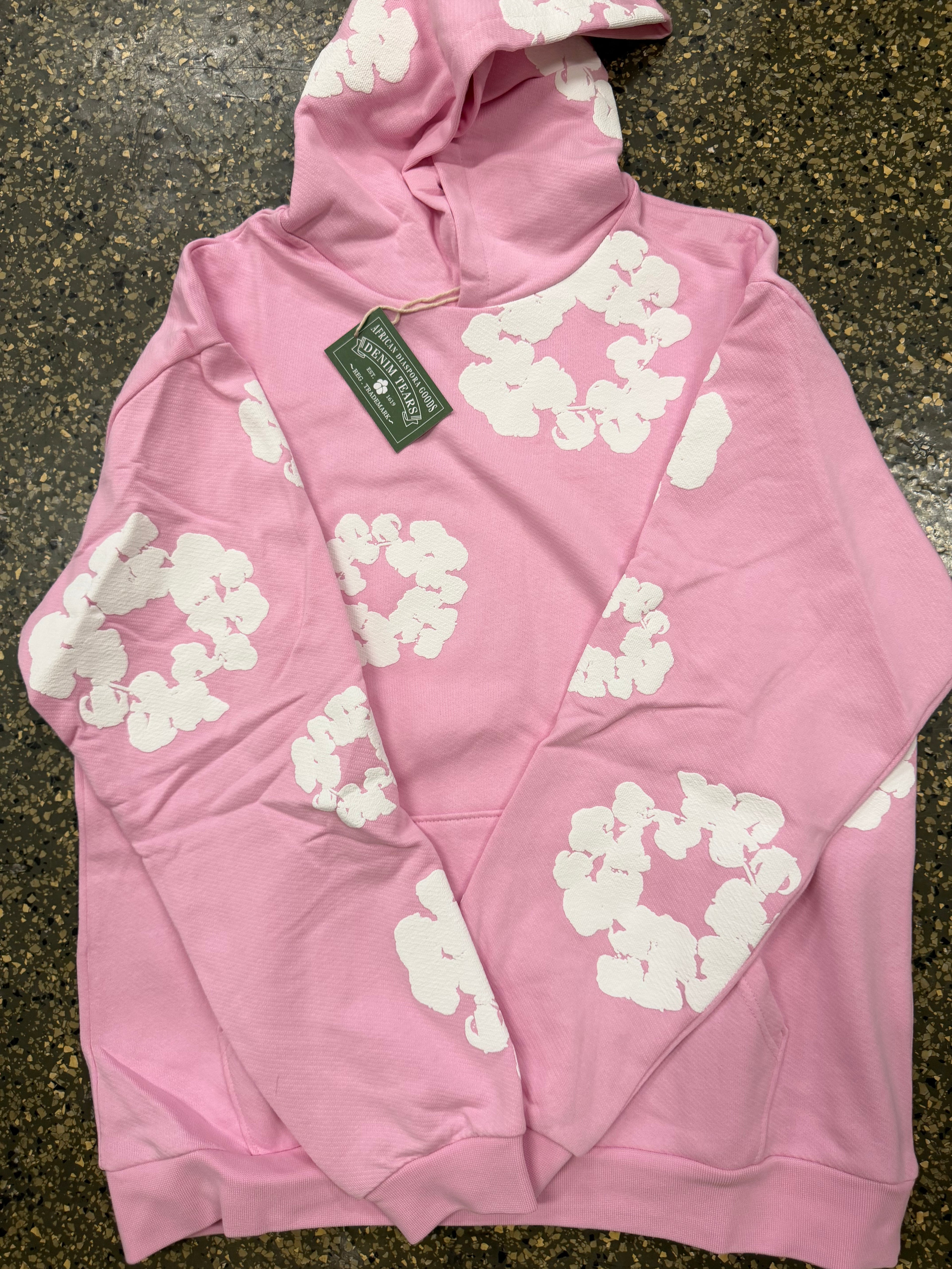 White on Pink Tear Hoodie